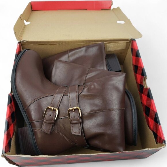 Arizona Riding Boots Women's 7.5 Brown Faux Leather Tall Memory Foam Lined New - Picture 8 of 8